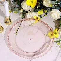 Balsa Circle 6 Clear Blush 13" Beaded Trim Acrylic Wooden Textured Round Acrylic Charger Plates