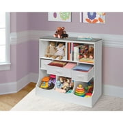 Badger Basket Combo Bin Wood Toy Storage Organizer with Three Baskets 8.6 Cu ft.- White/Gray