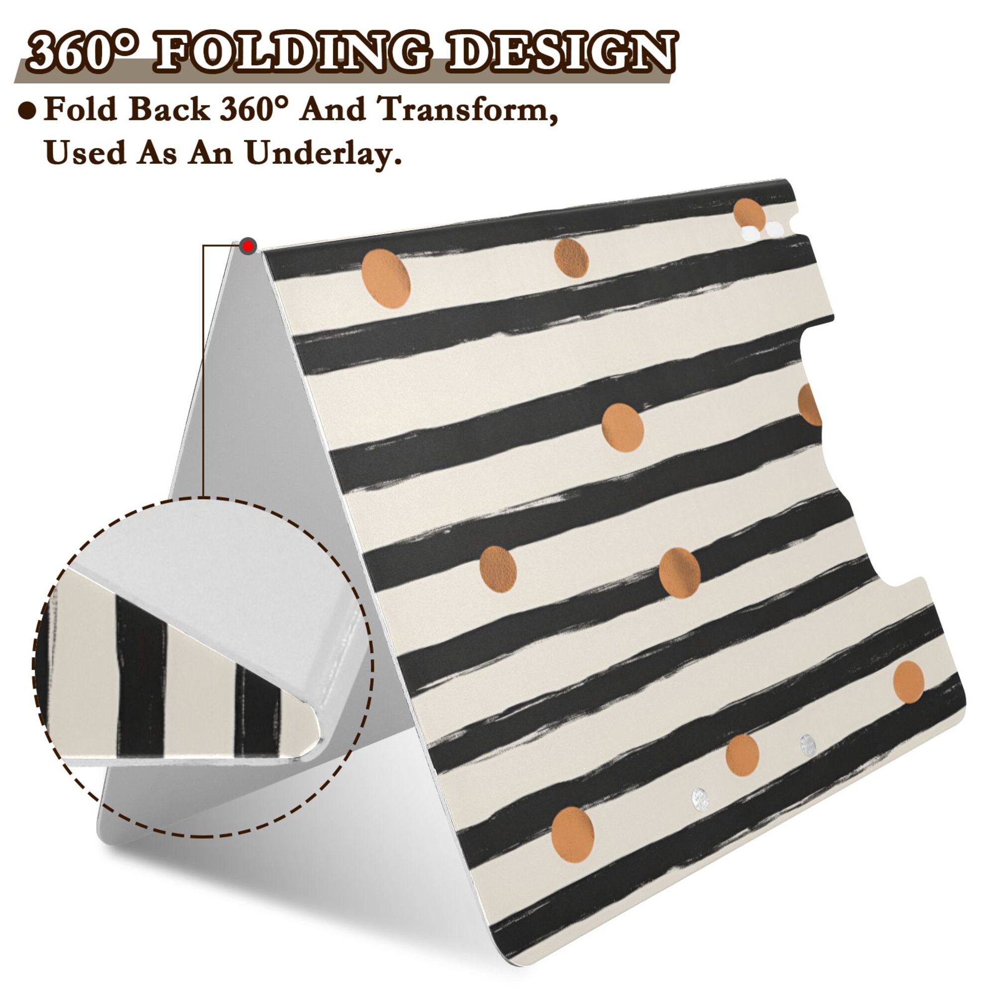 FORMRS A4 Clipboard Folder with Pen Holder Horizontal Foldable School Office Binder, Black Abstract Stripes