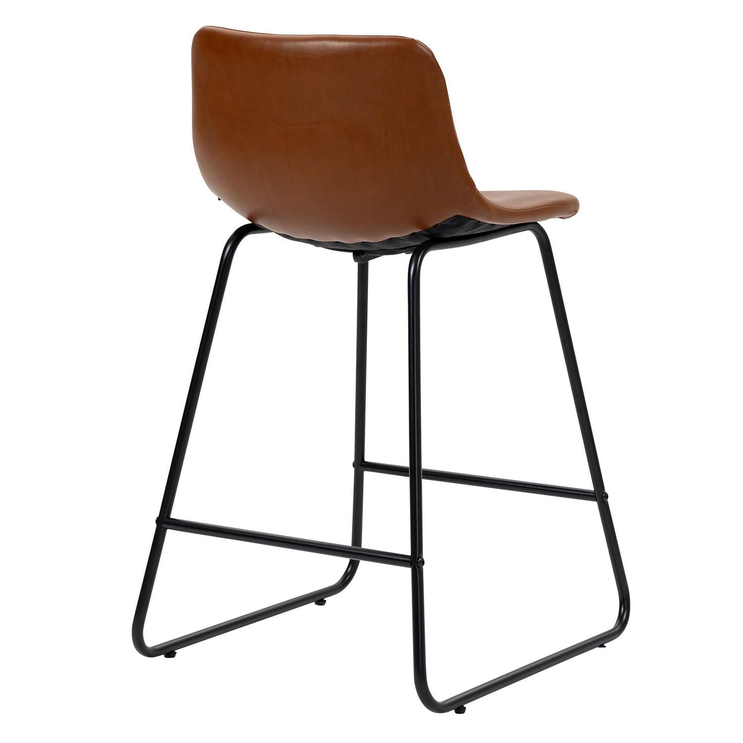 Hometrends Counter Height Stool with PU Seat, Dark Brown Seat and Black Steel Frame for Indoor, Hometrends Counter Stools