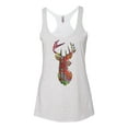 thumbnail image 2 of Wild Bobby, Trippy Colorful Buck Head Rainbow Hunting Deer Mosaic | Womens Animal Lover Premium Tri-Blend Racerback Tank Top, Heather White, Small, 2 of 4
