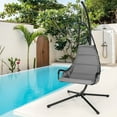 thumbnail image 2 of Costway Swing Chair with Stand Extra-wide and Cushioned Seat Outdoor Indoor Hanging Chair Grey, 2 of 10