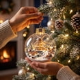 thumbnail image 4 of Diceymbol Lighted Windmill Christmas Ball Ornament, 3.15 In Clear Hanging Bauble with Snowy Village, Bridge and Warm Lights for Christmas Tree, 4 of 7