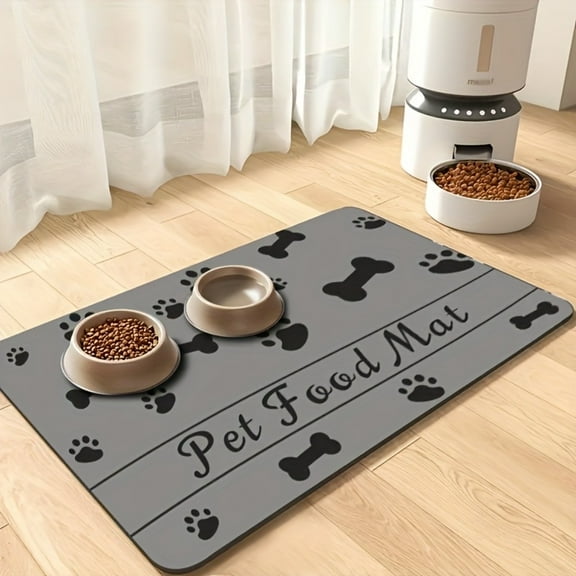 Pet Feeding Mat-Absorbent Pet Placemat for Food and Water Bowl, Dog Food Mat,with Waterproof Rubber Backing, Quick Dry Water Dispenser Mat for Dog and Cat ,Dog Accessories Pet Supplies(12"x20")