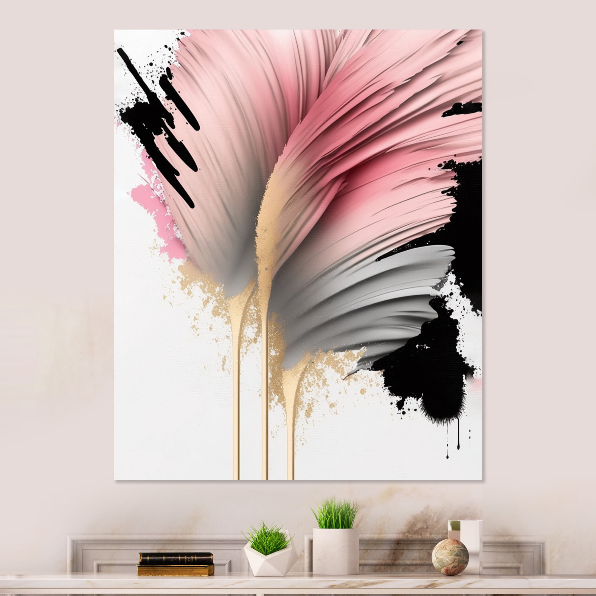 Designart Pink Gerbera Hyperrealistic Flowers IV Canvas Wall Art