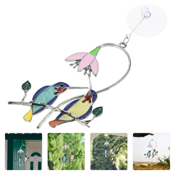 Delicate Hummingbirds Hanging Ornament for Home Garden Decoration 1pc Blue Zinc Alloy