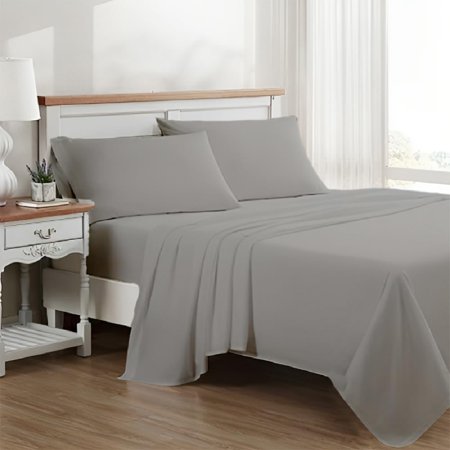 YUNWEN King Sheet Set Light Grey 100% Egyptian Cotton Sheets 1000 Thread Count Sheets 4 Piece Hotel Luxury Bed Sheets Sateen Weave 17 Inch Deep Pocket Fitted Sheet, Flat Sheet & 2 Pillowcases