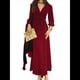 thumbnail image 2 of Vestidos de Cóctel de Sirena para Otoño e Invierno para Mujer, Larga, Escote en V, Ajustados, Maxivestido Fruncido en la Cintura. Vino Tinto S, 2 of 9