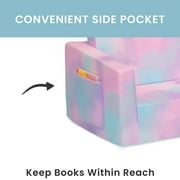 Delta Children Cozee 2-in-1 Convertible Sofa to Lounger - Comfy Flip Open Couch/Sleeper for Kids, Pink Tie Dye