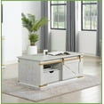 thumbnail image 6 of Rustic Antique White & Gold Coffee Table with Open Shelves & Drawer for Living Room, Easy Assembly, 6 of 10
