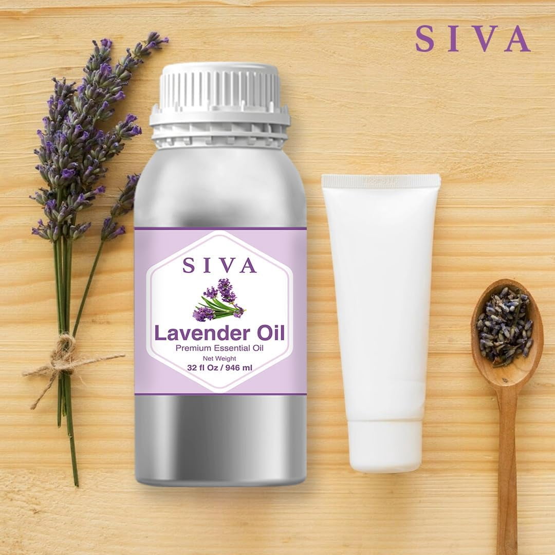 Siva Lavender Essential Oil – 32 Fl Oz – 100% Natural Lavender Oil - for Diffuser, Hair Care, Face, Skin Care, Aromatherapy, Scalp and Body Massage, Soap and Candle Making
