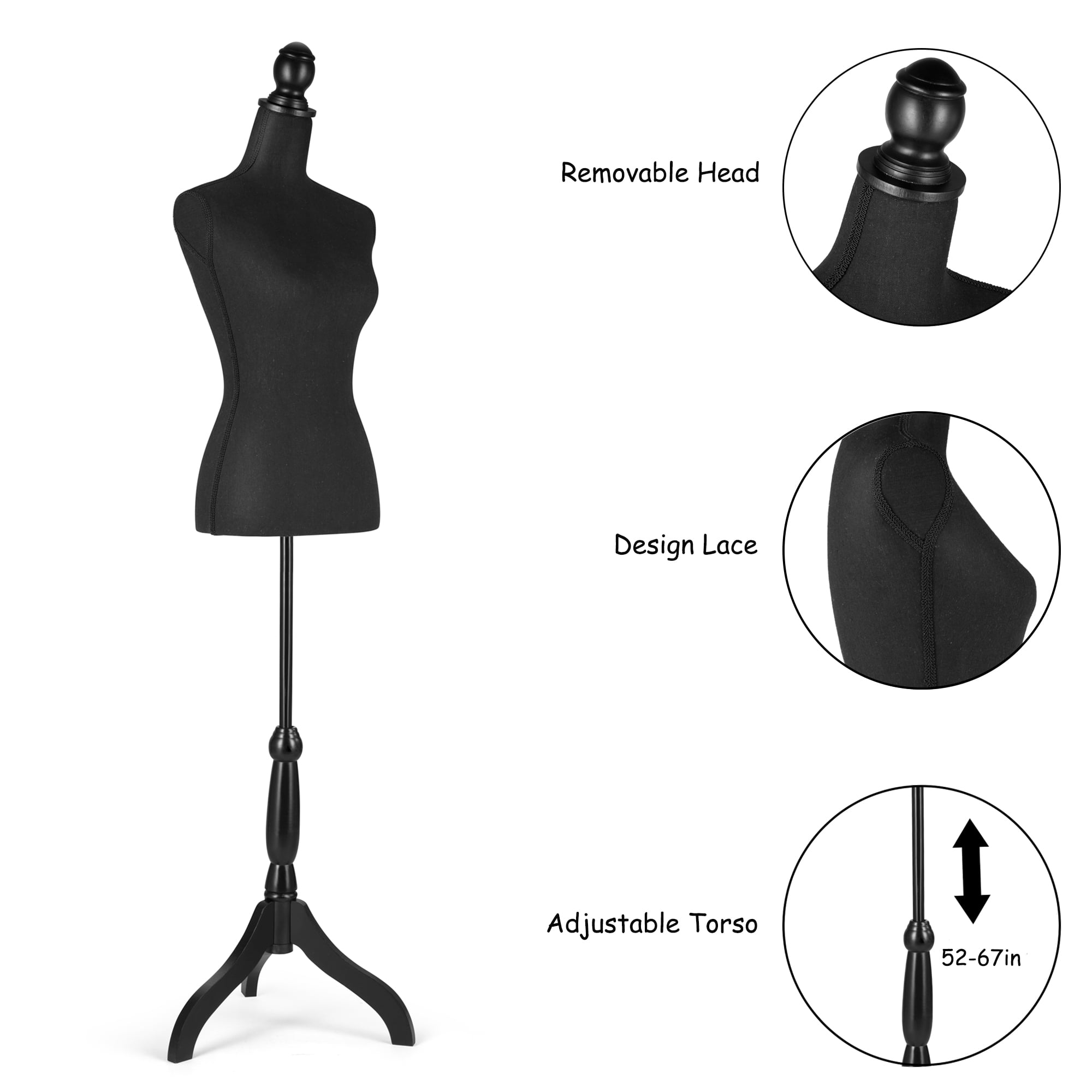 black dress form mannequin Male Pinnable Dress Form with Movable Arms MM-MARMBS05