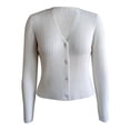 thumbnail image 1 of Suéter George para Mujer, con Botones al Frente Tela Rib Cardigan Beige Talla M, 1 of 4