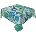 thumbnail image 5 of Navy Blue Teal Nautical Starfish Beach Coastal Sea Beachy Waterproof Picnic Party Square Table Cloth Cover 60 X 60 Inches Square Tablecloth for 30-46 Inch Home Dining Room Kitchen, 5 of 6