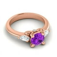 thumbnail image 3 of 2.50 Ct Round Shape Amethyst Gemstone Natural Diamond Unique Wedding Ring for Ladies Solid 14K Rose Gold Size 3.5 by Diamond Capitals, 3 of 8