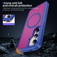 thumbnail image 7 of Magnetic Case for Samsung Galaxy S25 Clear Compatible with Magsafe, Hybrid Protective Silicone Bumper, Slim Smooth Sleek Matte Frosted Case for Men Women for Samsung Galaxy S25, Blue+Rose, 7 of 7