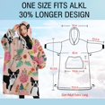thumbnail image 4 of Oversized Wearable Blanket Hoodie,Pink Boston Terrier and Flower Sherpa Blanket Hoodie with Super Pockets,Super Warm Fuzzy Pullover for Women & Men, 4 of 6