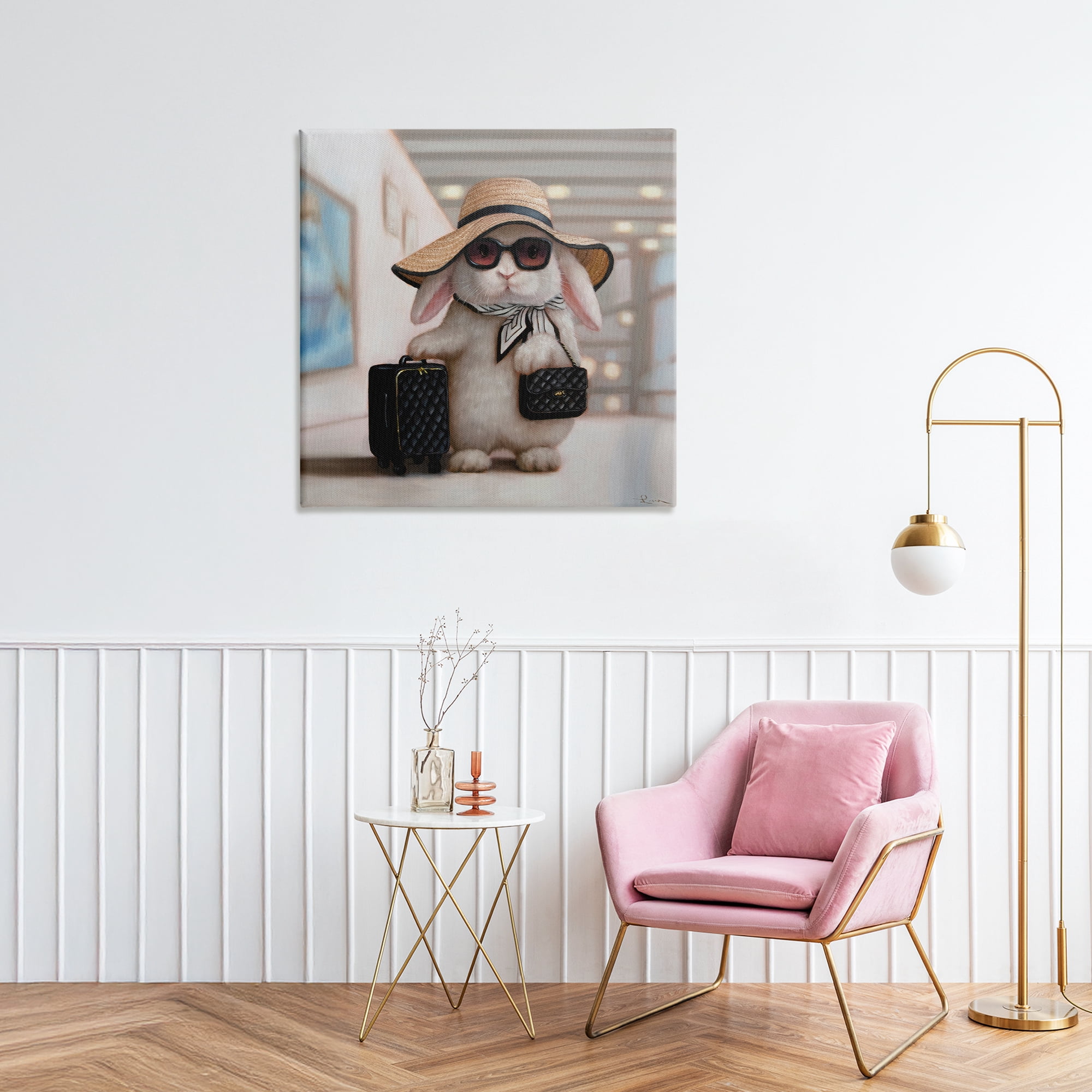 Stupell Industries Bun Voyage Traveling Rabbit Canvas Wall Art, design by Lucia Heffernan