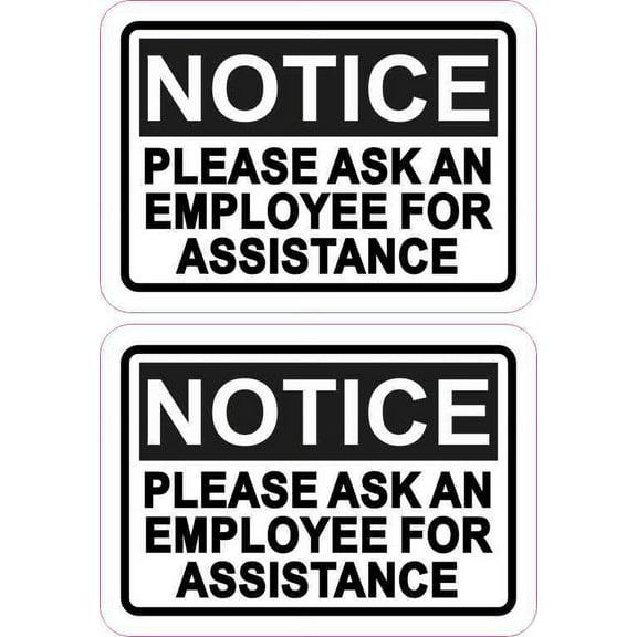 3.5in x 2.5in Ask for Assistance Vinyl Stickers