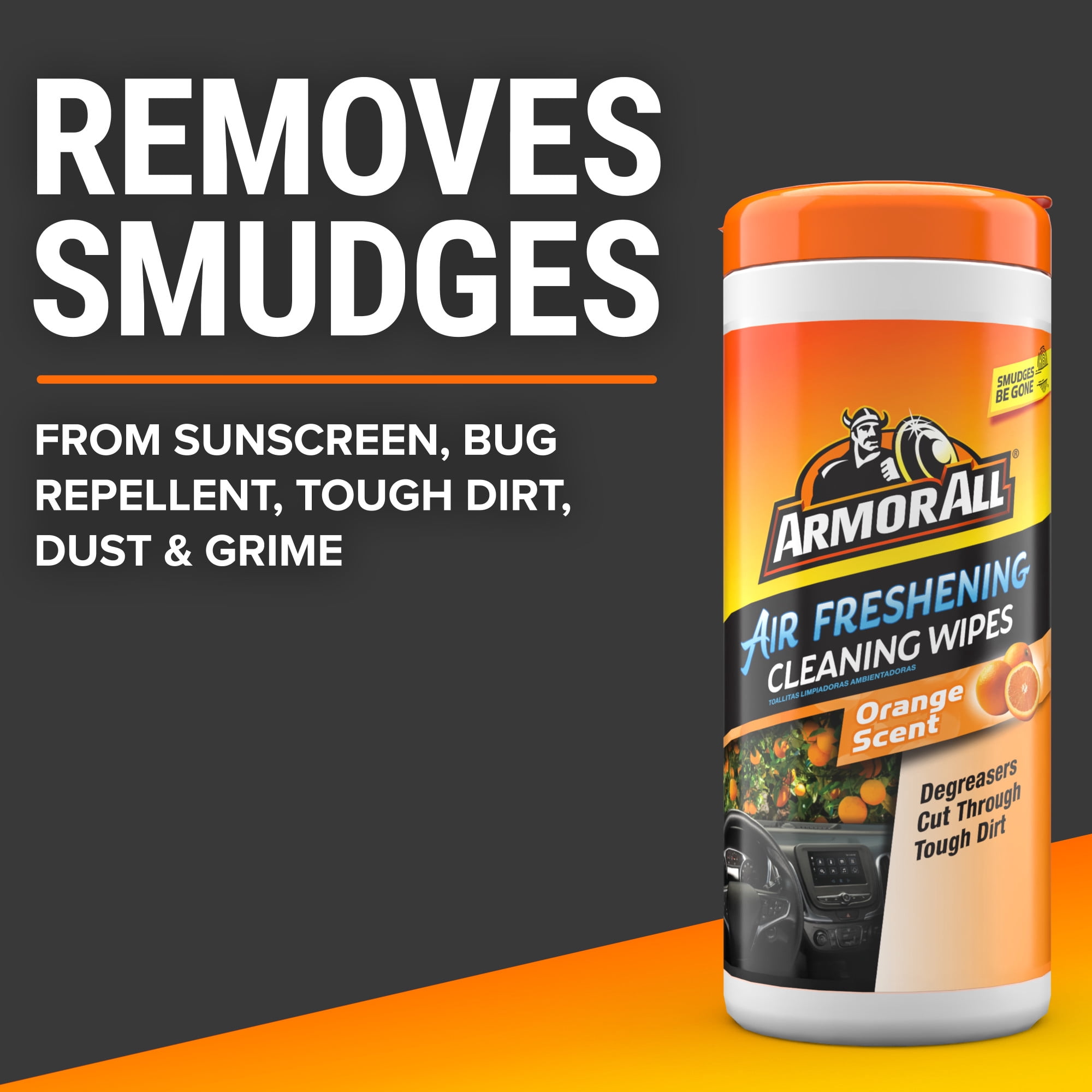 (2 pack) Armor All Interior Car Cleaning Wipes in Orange Scent, 25 Count