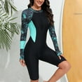 thumbnail image 2 of Samickarr Front Zipper Swimsuits For Women Long Sleeve One Piece Full Coverage Diving Suit Sun Protection Printed Patchwork Surfing Bathing Suit, 2 of 7