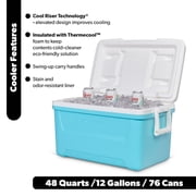 Igloo 48 QT Laguna Hard Sided Ice Chest Cooler, Aqua Blue and White