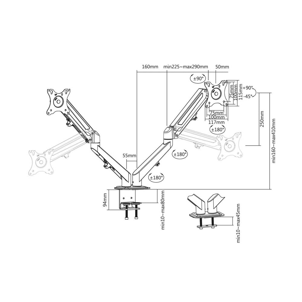 IntekView Support Double Moniteur avec Ressort à Gaz