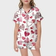 thumbnail image 2 of YUEHUA Kids Girls Heart Print Pajama Set Silky PJS Valentine's Day Button-Down 2 Piece Sleepwear Nightwear Loungewear Clothes Set Gifts, 2 of 4