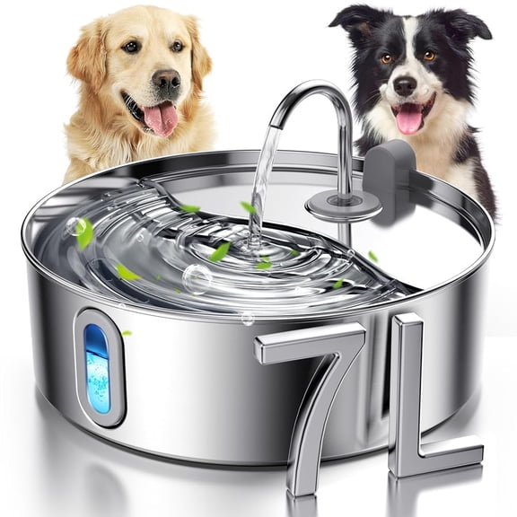 Dog Water Fountain for Large Dogs, 7L/236oz/1.8G Stainless Steel Pet Water Dispenser with Multi-Filtration, Automatic Dog Water Bowl Fountain for Inside