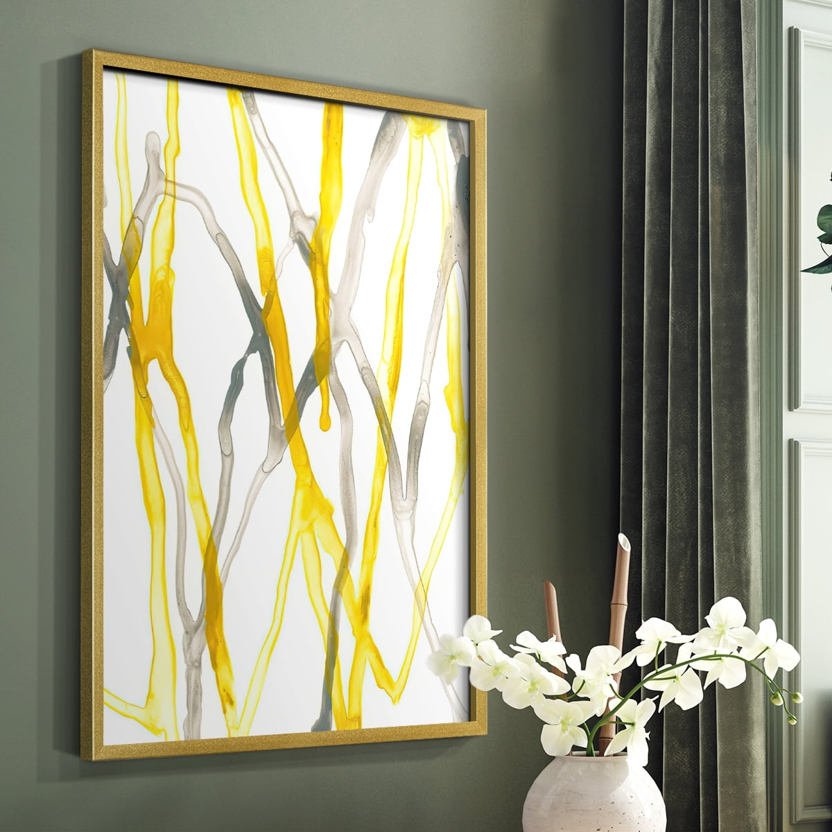 Runnel XX Framed Print in Gold Solid Wood Framed Print No Nail Hanging
