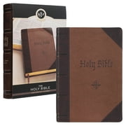 KJV Holy Bible, Giant Print Full-size Faux Leather Red Letter Edition - Thumb Index & Ribbon Marker, King James Version, Two-tone Brown