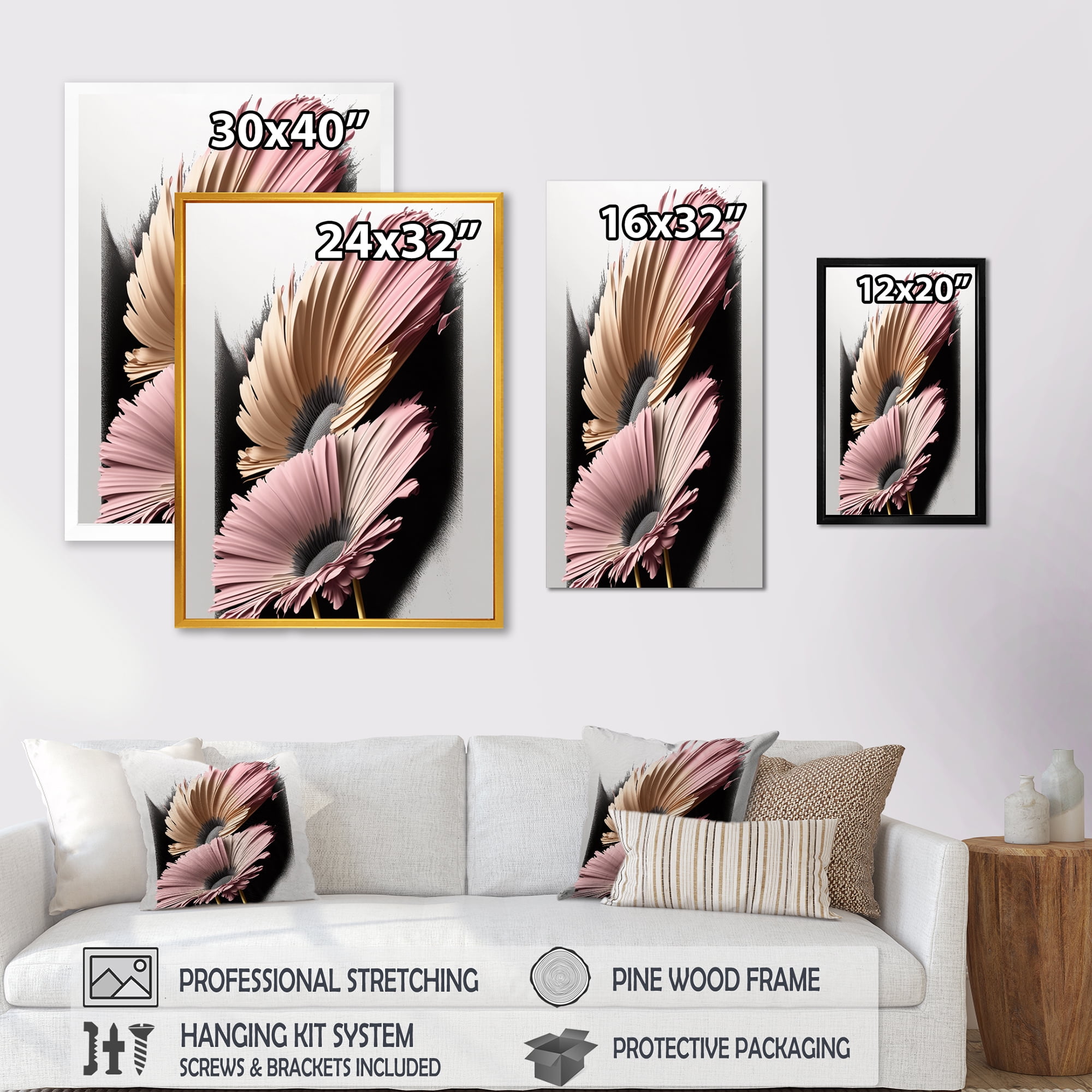 Designart Gerbera Hyperrealistic Flowers II Canvas Wall Art