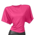 thumbnail image 6 of Womens Slimming Fit Basic Tops, Short Sleeve Shirts for Women Summer Casual Solid Color Slim Cropped Crewneck T-Shirts, 6 of 6