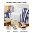thumbnail image 4 of Navy Blue Striped Sofa Covers for 2-3 Cushion Couch L-Shaped Sectional, Modern White Striped Abstract Art Aesthetics Washable Sofa Covers Slipcover for Living Room, Couch Cover Blanket 71"x134", 4 of 9