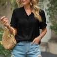 thumbnail image 6 of Fashion $15 & under Olyvenn Blouses for Women Dressy Casual Solid Color Button Down Short Sleeve Top Chiffon Elegant Stylish Summer Tunics 2025 Black 10, 6 of 8