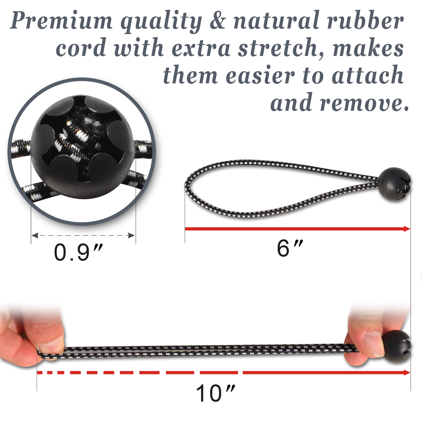 Sunny Ball Bungees Cord Tarp Party Tent Tie Downs Bungee Canopy Gazebo Straps (6", 26PCS, Black/White)