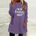 thumbnail image 2 of Lovskoo Women's Fuzzy Fleece Sweatshirt Pullover Tops Crewneck Long Sleeve Pocket Printed Winter Thick Warm Plush Top Purple, 2 of 5
