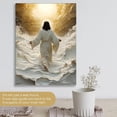 thumbnail image 4 of XUFX Gold and White Jesus Wall Art Jesus Walking on Water Canvas Christian Religious Poster Picture Print Jesus Christ Painting Decor Modern God Art Prints Unframe 20x24inch, 4 of 4