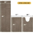 thumbnail image 3 of HAKUNA Upgrade Extra Large Dark Beige Bathroom Rug Set 3 Pieces Gray Ultra Soft, Thick Absorbent Bath Mats, Non Slip Chenille Toilet Mat Bathroom, Bedroom, Kitchen, Taupe, 3 of 8