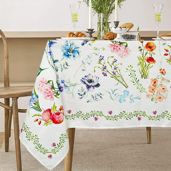 Floral Tablecloth,FloralPrint Tablecloth for Rectangle Tables 60 x 84,Perfect for Kitchen Dinner,Restaurant ,Holiday Picnic Table Cover