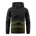 thumbnail image 1 of Dagegui Veste à Capuche Zippée pour Hommes Légère Imperméable pour Randonnée Voyage Printemps Automne Coupe-Vent Vert Armée G, 1 of 5