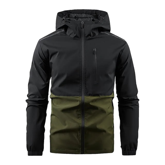 Dagegui Veste à Capuche Zippée pour Hommes Légère Imperméable pour Randonnée Voyage Printemps Automne Coupe-Vent Vert Armée G