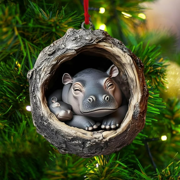 PLPPYFS Animal Christmas Ornament, 2D Flat Acrylic Forest Animal Decorations, Animal Ornaments for Xmas Tree, Hanging Woodland Pendant for Xmas Tree Decorations, Hanging Ornament Home Party Decor