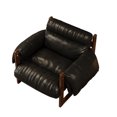 thumbnail image 6 of Leather Aceent Chair, 33.5" Wide Oil Wax Leather  Aceent ArmChair,Solid Wood Upholstered Chair for Living Room, Bedroom, Lounge, Balcony, Black, 6 of 8