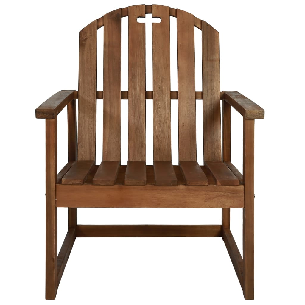 Kepooman 2 Pcs Patio Wooden Oversized Seat Lounge Chair with Backrest, Brown