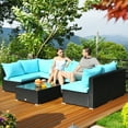 thumbnail image 3 of Costway 7PCS Patio Wicker Sofa Set Sectional Conversation Furniture Set Garden Turquoise, 3 of 12