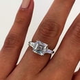thumbnail image 4 of Sparkle Jewels Asscher Cut White Diamond Solitaire Engagement Women's Ring 14k White Gold Plated, 4 of 4