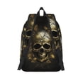thumbnail image 2 of Picia Vintage Gold Leaf Skull Printed Canvas Daypack - Stylish and Durable Vintage Compact Backpack - Class, Work, Travel, or Laptop Bookbag,Organized Compartments-Small, 2 of 6