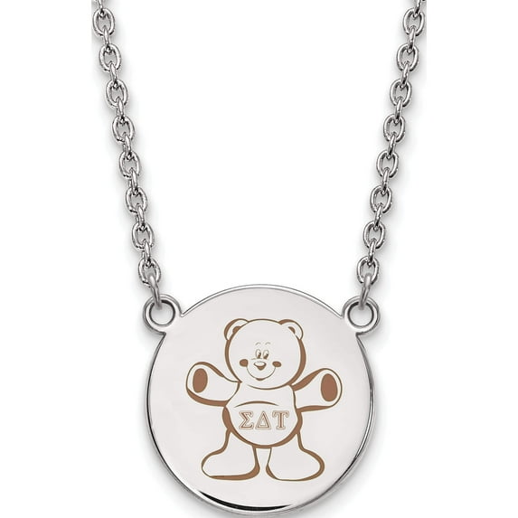 Sterling Silver S. Rh-Plated Logoart Sigma Delta Tau Large Enl Pend With Necklace (18 X 19) Made In United States ss045sdt-18