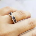 thumbnail image 4 of Sparkle Jewels Emerald Cut Blue Sapphire & Diamond Wedding Band Ring in 14K White Gold Plated, 4 of 4